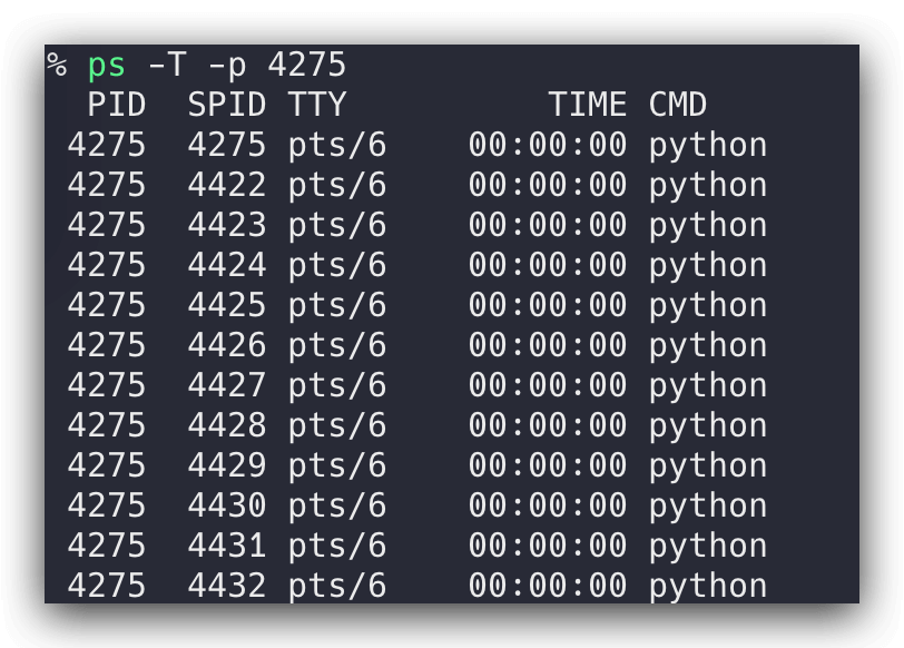 ps命令查看线程 1